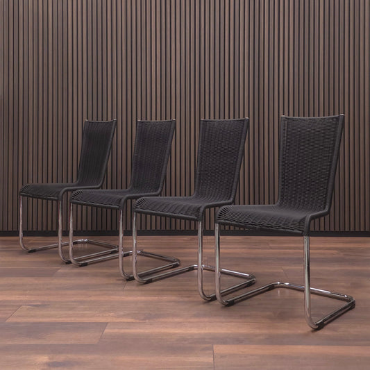 TECTA WK 724 | 4er Set Kragstühle Schwarz | Freischwinger Stühle Bauhaus Chair