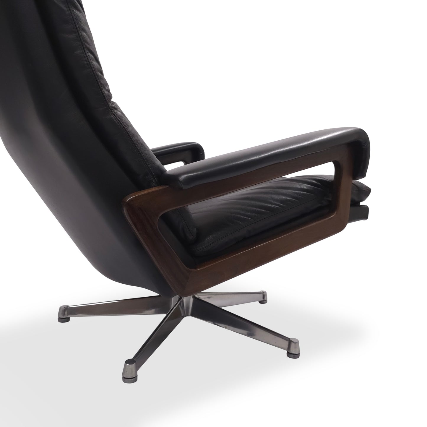 Strässle KING CHAIR | Sessel & Hocker Leder Schwarz Alu Palisander Vintage Chair