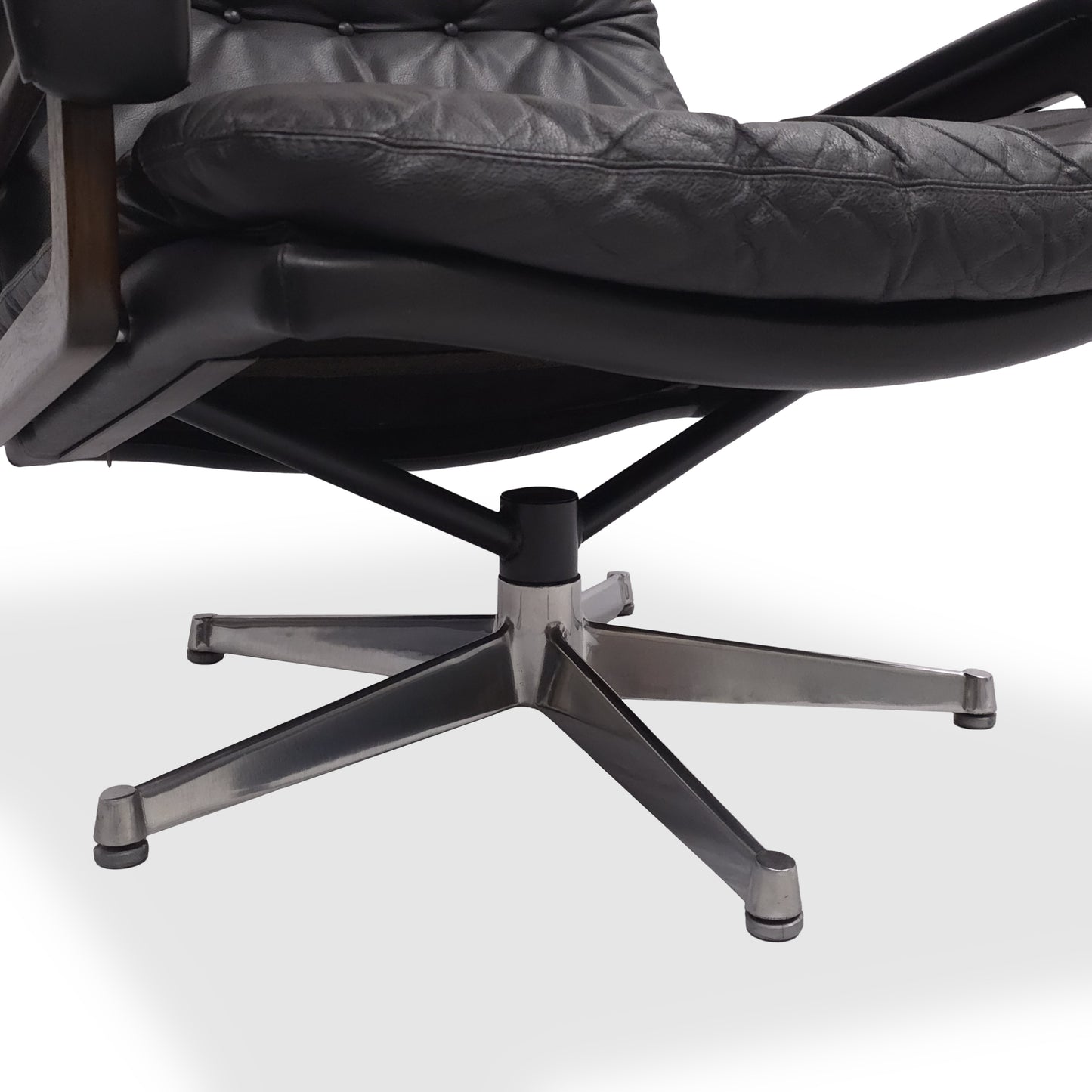 Strässle KING CHAIR | Sessel & Hocker Leder Schwarz Alu Palisander Vintage Chair