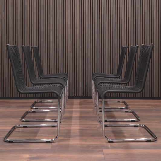 TECTA WK 724 | 6er Set Kragstühle Schwarz | Freischwinger Stühle Bauhaus Chair