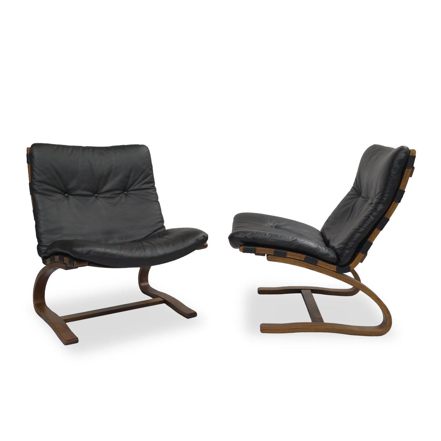 Rybo Rykken | KENGU 2er Set Sessel | 60er Nussbaum Vintage Leder Lounge Chair