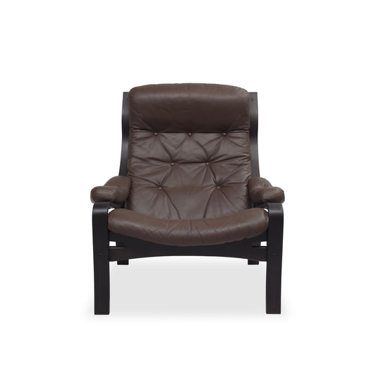 Lounge Chair VIDJA | Mid Century Sessel | 70er IKEA Vintage | Ledersessel Braun