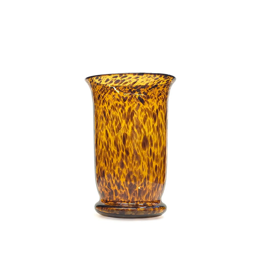 Ital. Schildpatt Glasvase | 80er Vintage Mundgeblasen im Leoparden Art Deco Stil