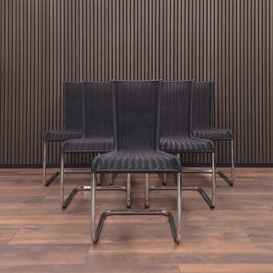 TECTA WK 724 | 6er Set Kragstühle Schwarz | Freischwinger Stühle Bauhaus Chair