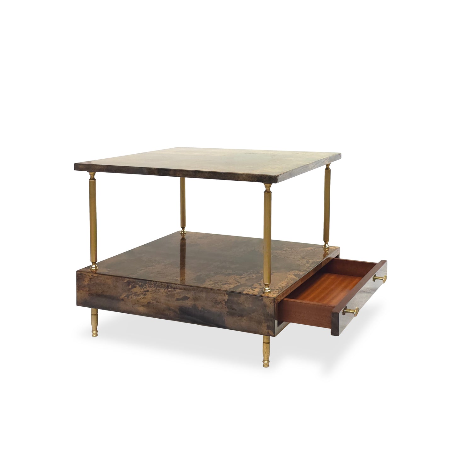 ALDO TURA Milano | 60er Couchtisch Ziegenleder Ital. Vintage Beistelltisch