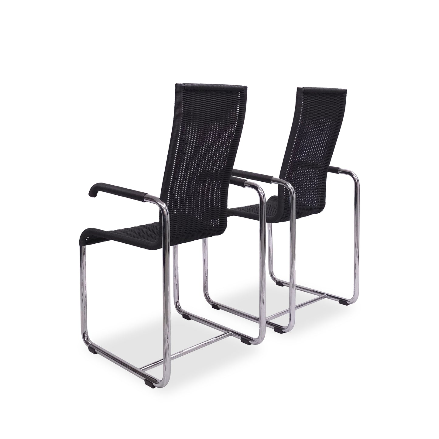 TECTA Hochlehn Kragstuhl D 25 Schwarz | 2er Set | Bauhaus Freischwinger Chair