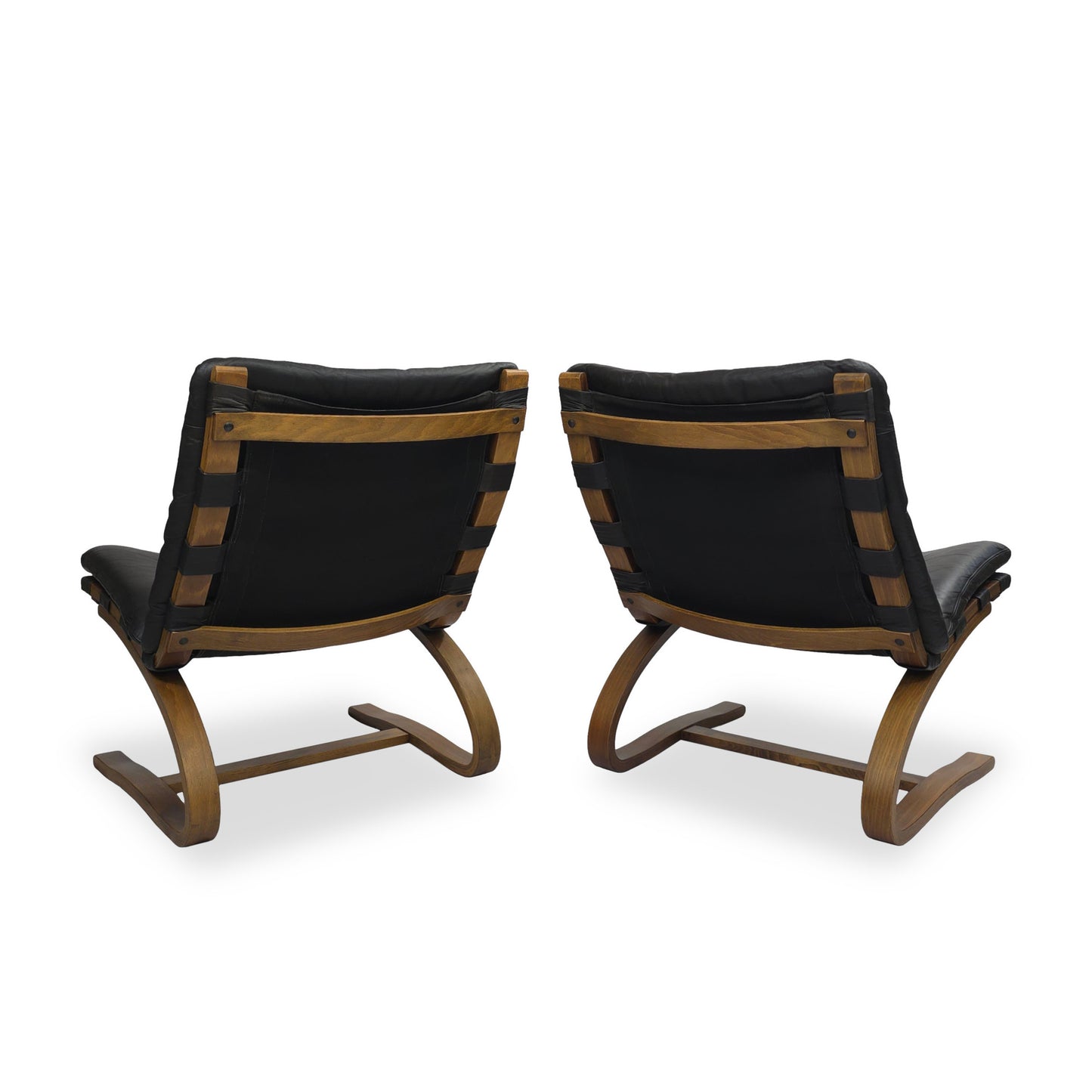Rybo Rykken | KENGU 2er Set Sessel | 60er Nussbaum Vintage Leder Lounge Chair