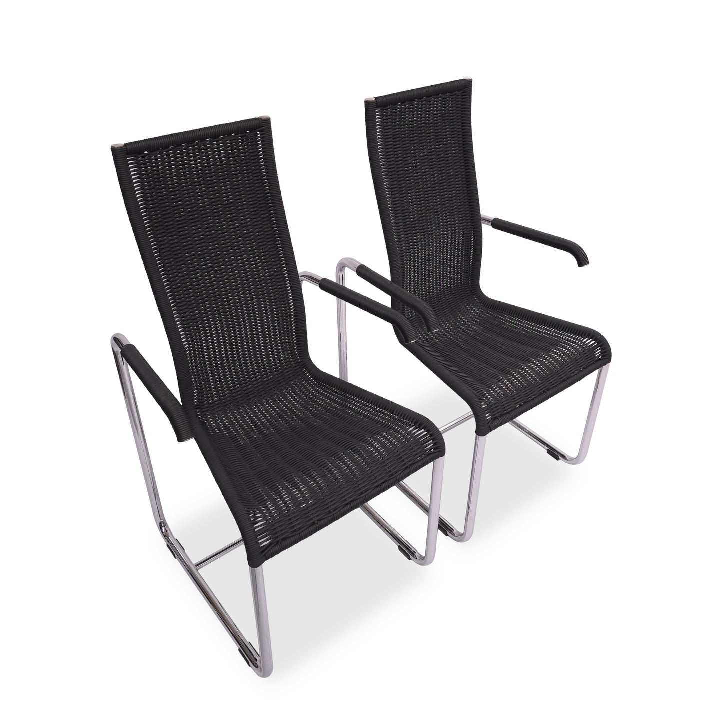 TECTA Hochlehn Kragstuhl D 25 Schwarz | 2er Set | Bauhaus Freischwinger Chair