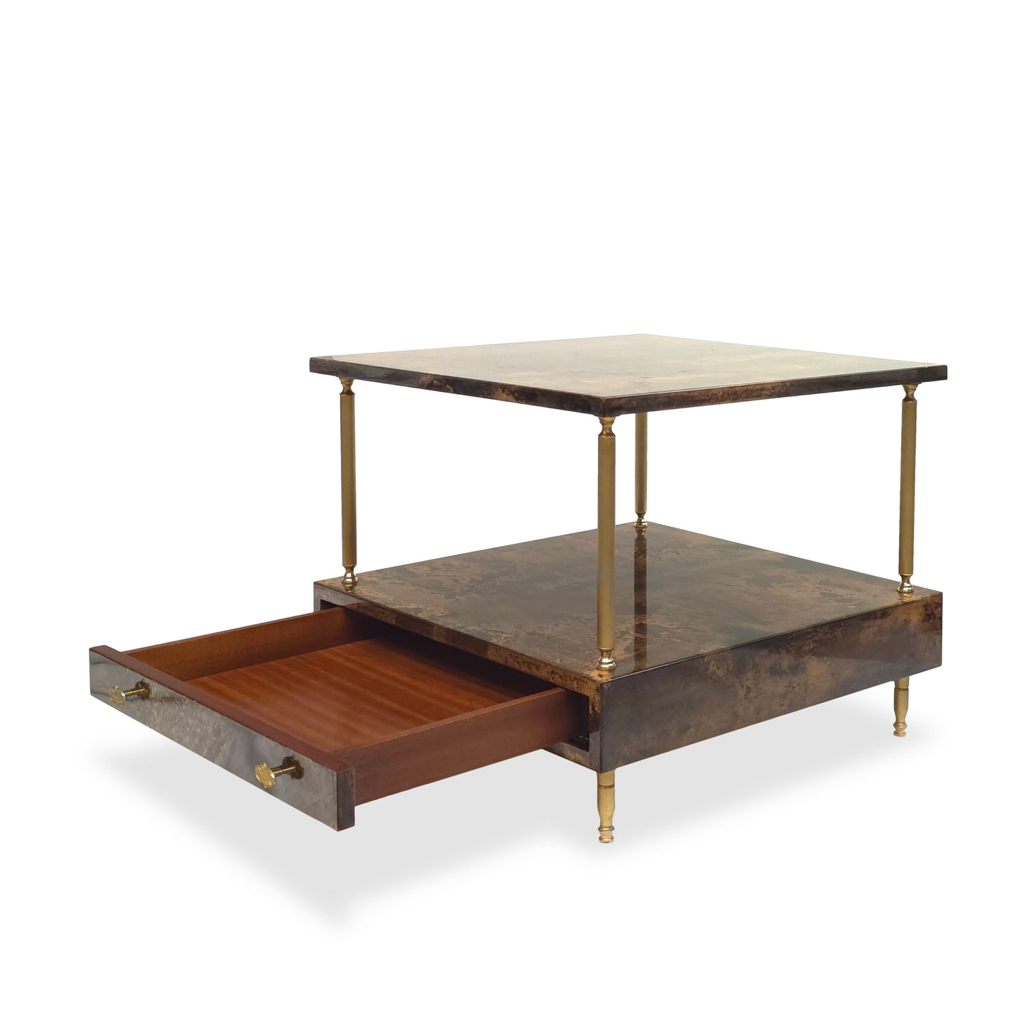ALDO TURA Milano | 60er Couchtisch Ziegenleder Ital. Vintage Beistelltisch