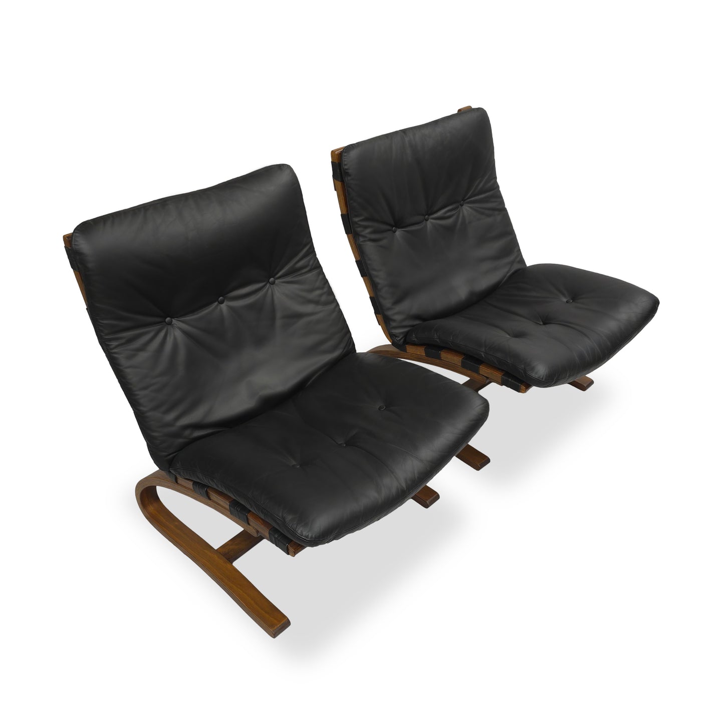Rybo Rykken | KENGU 2er Set Sessel | 60er Nussbaum Vintage Leder Lounge Chair