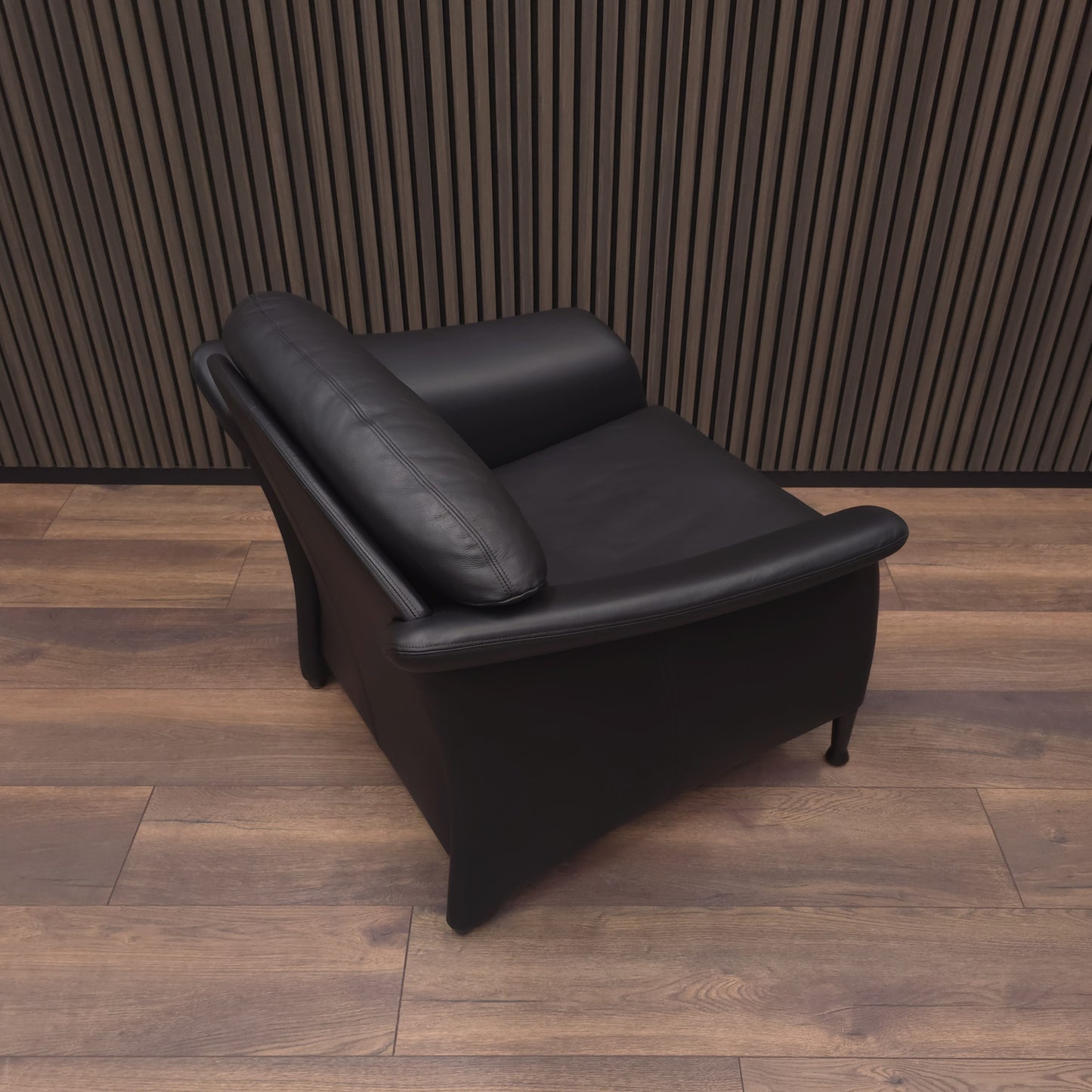 W. KNOLL Scarlett | Ledersessel & Hocker Schwarz | Design Lounge Chair Ottomane