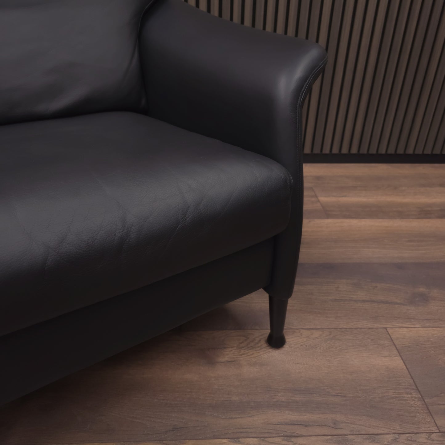 W. KNOLL Scarlett | Ledersessel & Hocker Schwarz | Design Lounge Chair Ottomane