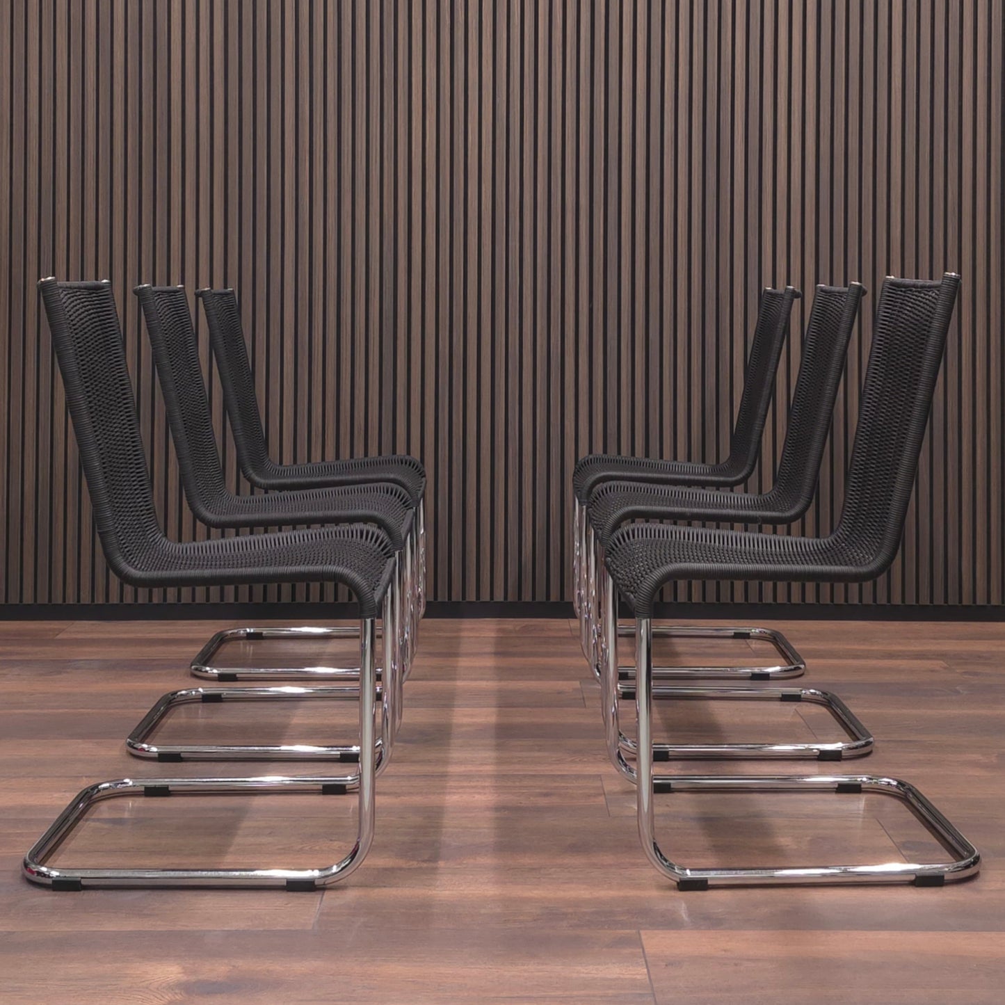 TECTA WK 724 | 6er Set Kragstühle Schwarz | Freischwinger Stühle Bauhaus Chair