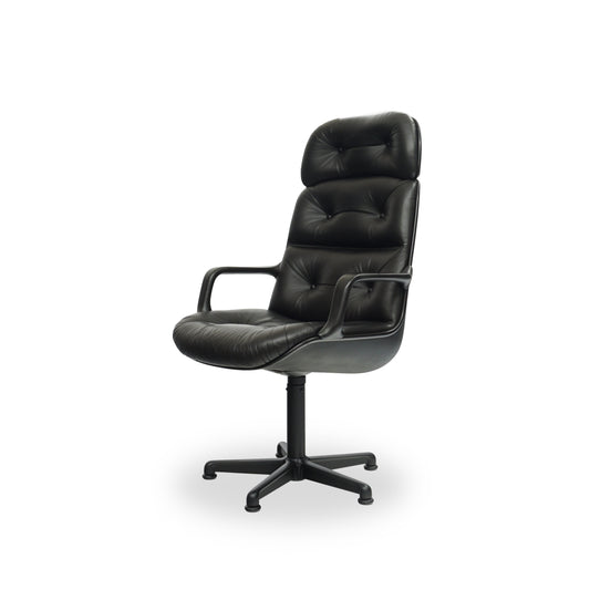 COMFORTO Design Charles Pollock | Drehsessel Leder Schwarz | Büro Desk Chair