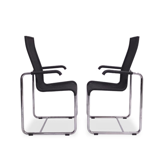 TECTA Hochlehn Kragstuhl D 25 Schwarz | 2er Set | Bauhaus Freischwinger Chair