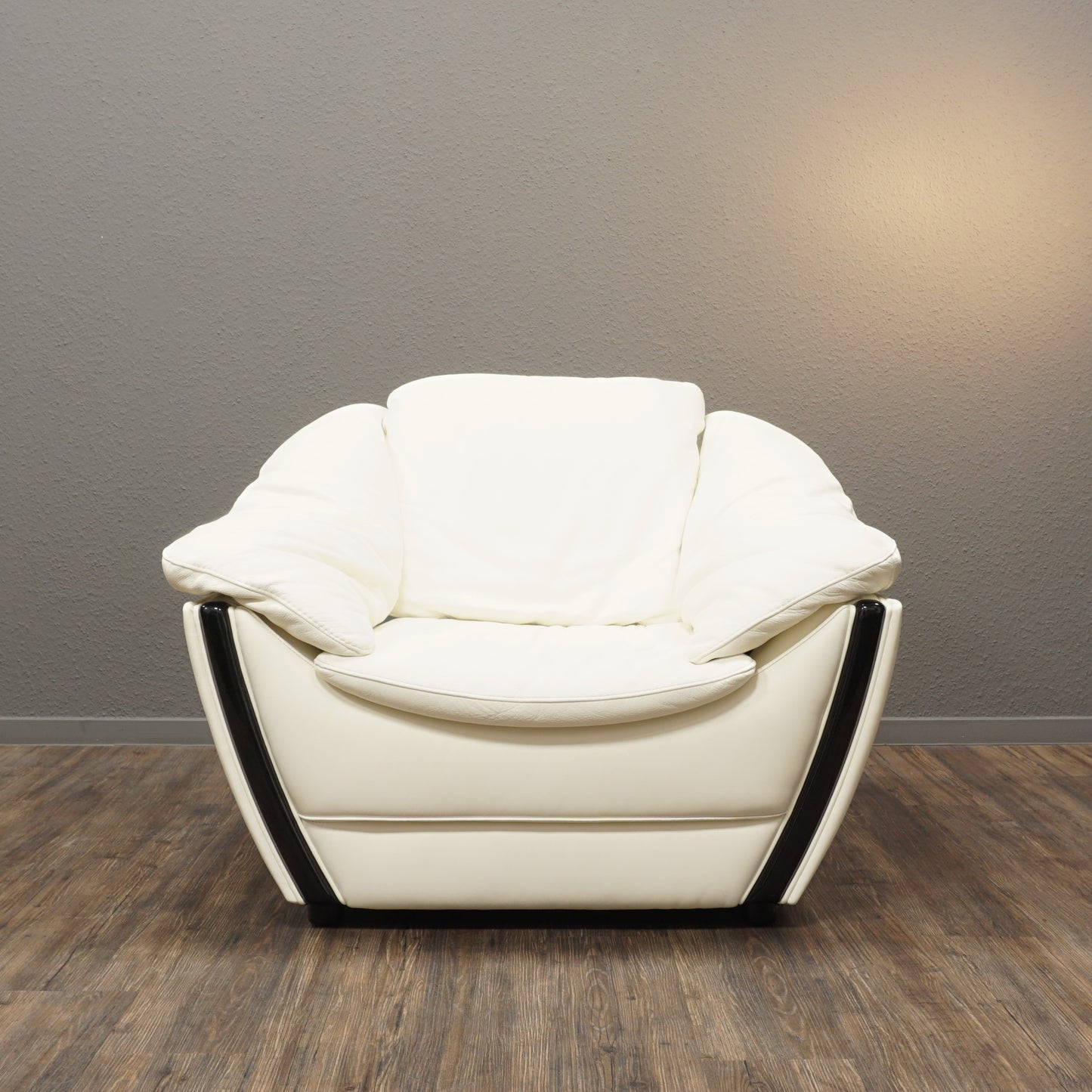 NIERI Ital. Luxus | Echtleder Sessel Weiß | Hollywood Regency Art Deco Stil