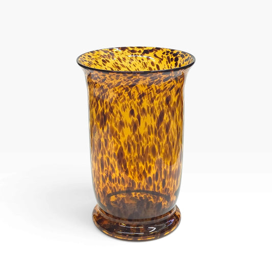 Ital. Schildpatt Glasvase | 80er Vintage Mundgeblasen im Leoparden Art Deco Stil
