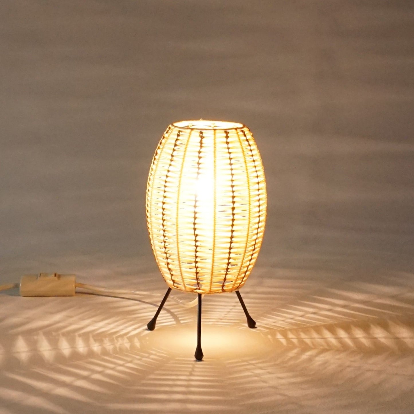 Mid Century Tischlampe | 70er Vintage Geflecht Lampe | String Ära