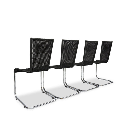 TECTA WK 724 | 4er Set Kragstühle Schwarz | Freischwinger Stühle Bauhaus Chair