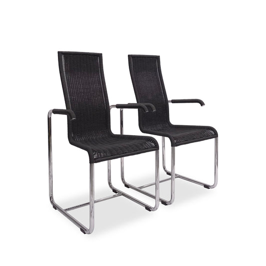 TECTA Hochlehn Kragstuhl D 25 Schwarz | 2er Set | Bauhaus Freischwinger Chair