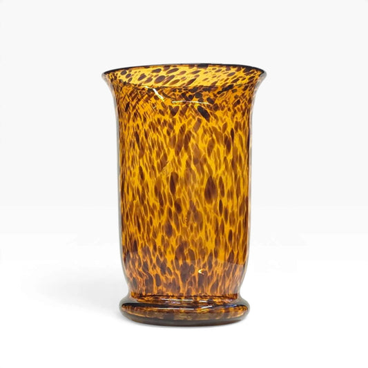Ital. Schildpatt Glasvase | 80er Vintage Mundgeblasen im Leoparden Art Deco Stil
