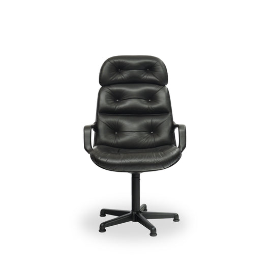 COMFORTO Design Charles Pollock | Drehsessel Leder Schwarz | Büro Desk Chair