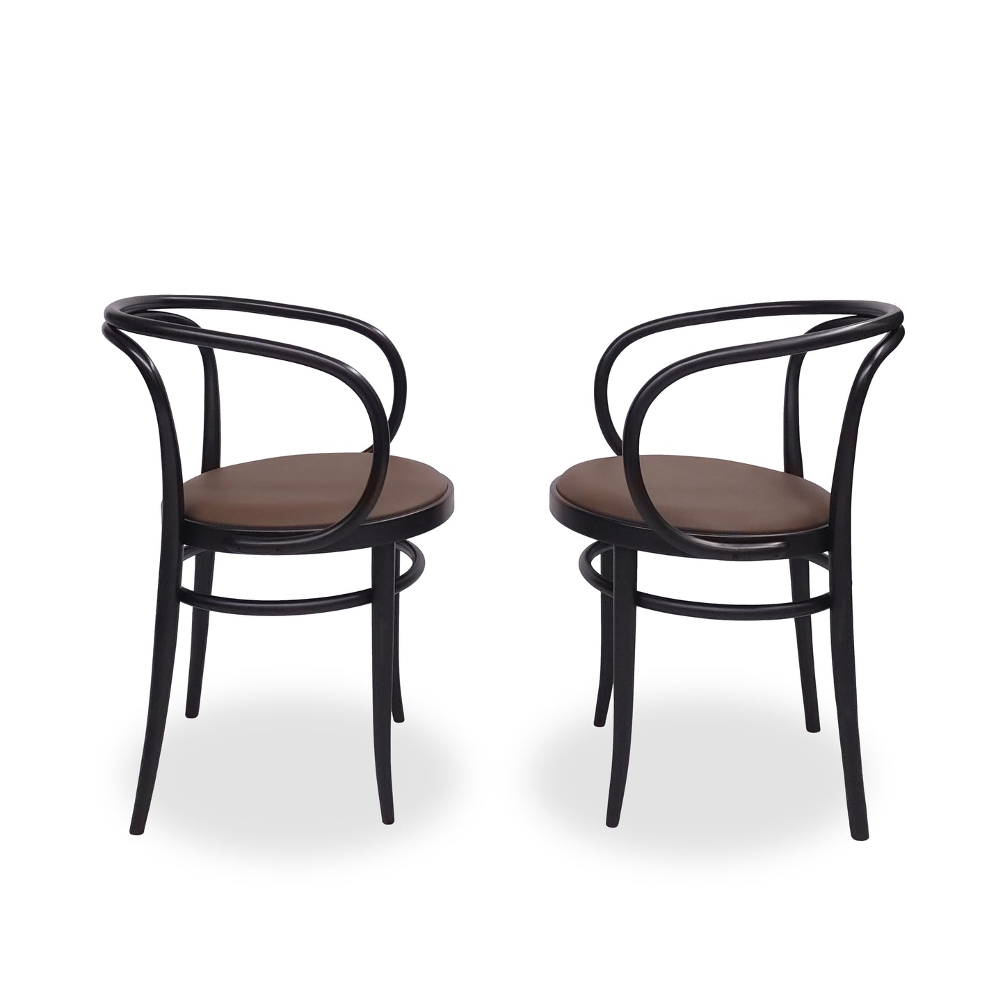THONET 209 P | 2er Set | Leder Braun Bugholz Schwarz Designklassiker Stuhl Chair