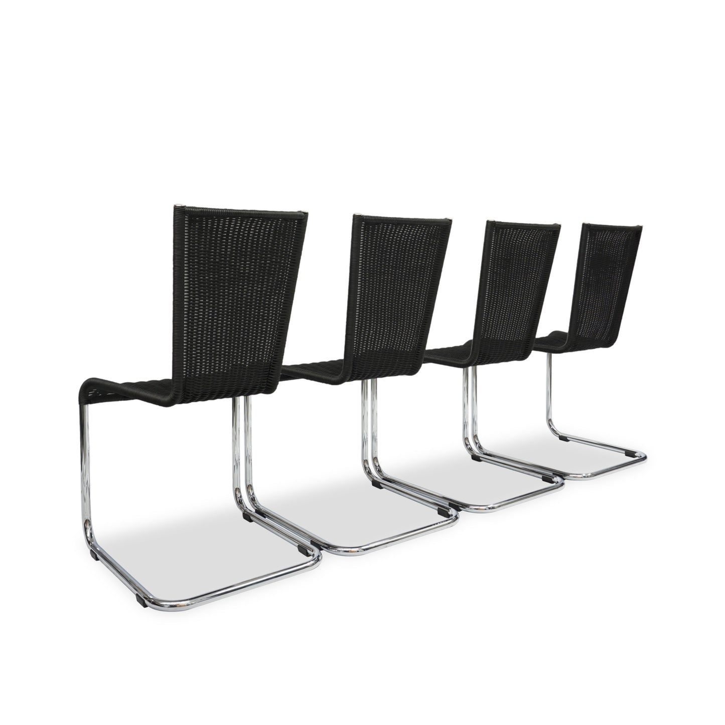 TECTA WK 724 | 4er Set Kragstühle Schwarz | Freischwinger Stühle Bauhaus Chair