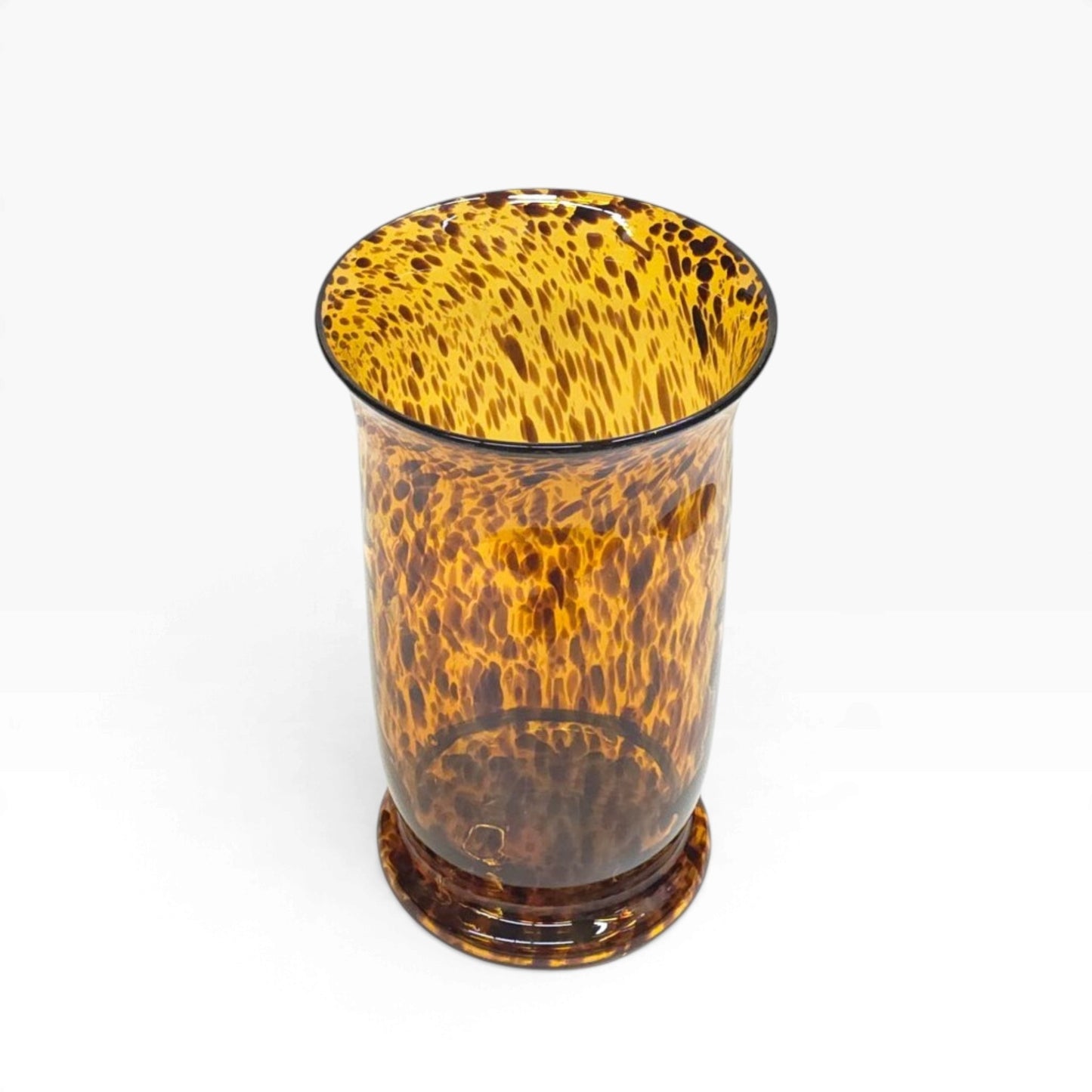Ital. Schildpatt Glasvase | 80er Vintage Mundgeblasen im Leoparden Art Deco Stil