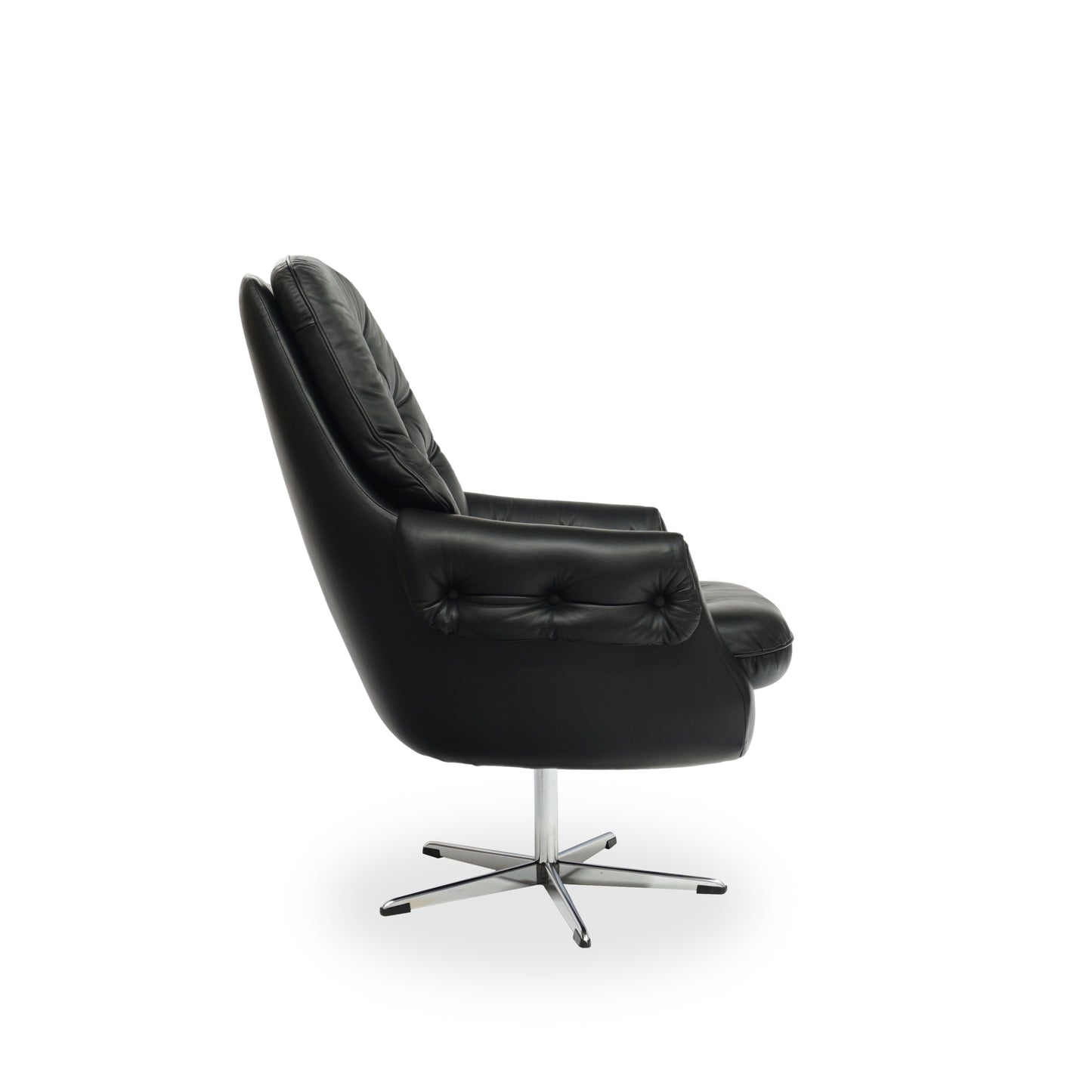 Lounge Chair 70er | Echtleder Relax Sessel Schwarz Mid Century Vintage Klassiker