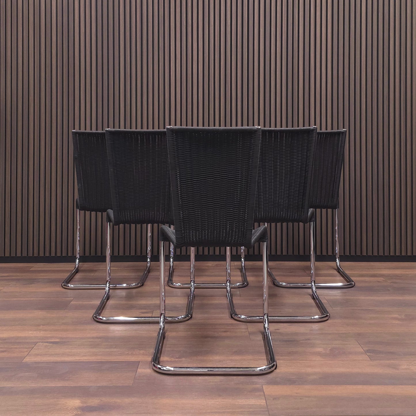 TECTA WK 724 | 6er Set Kragstühle Schwarz | Freischwinger Stühle Bauhaus Chair