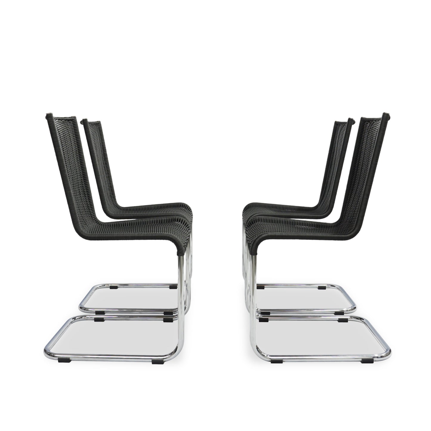 TECTA WK 724 | 4er Set Kragstühle Schwarz | Freischwinger Stühle Bauhaus Chair