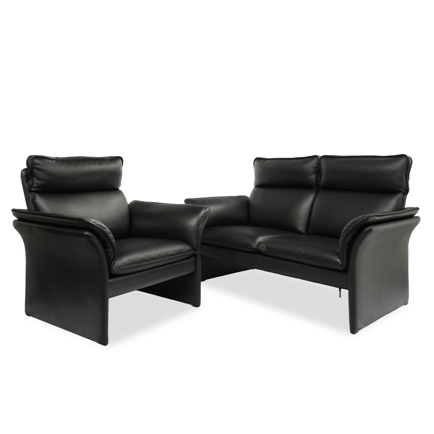 DREIPUNKT Scala | 2er Sofa Leder Schwarz | Klassiker Lounge Design Couch