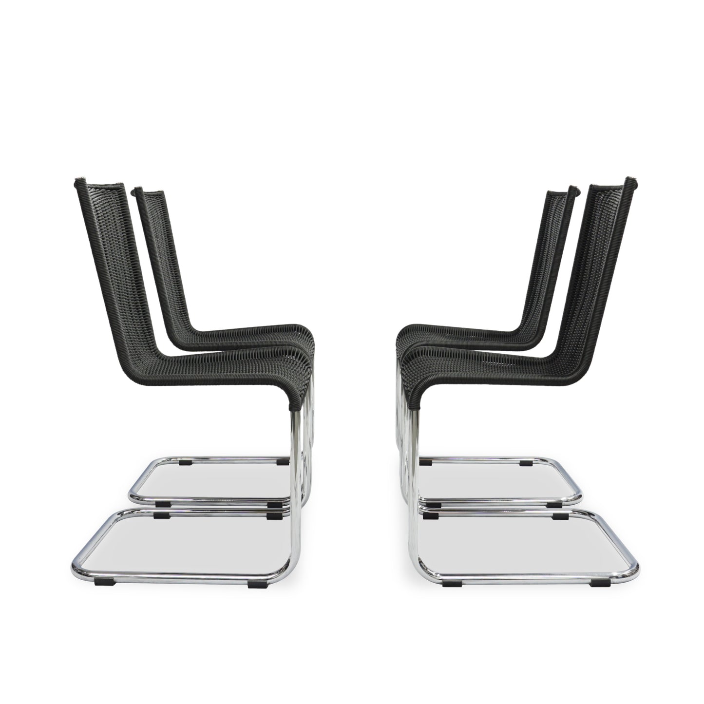 TECTA WK 724 | 4er Set Kragstühle Schwarz | Freischwinger Stühle Bauhaus Chair