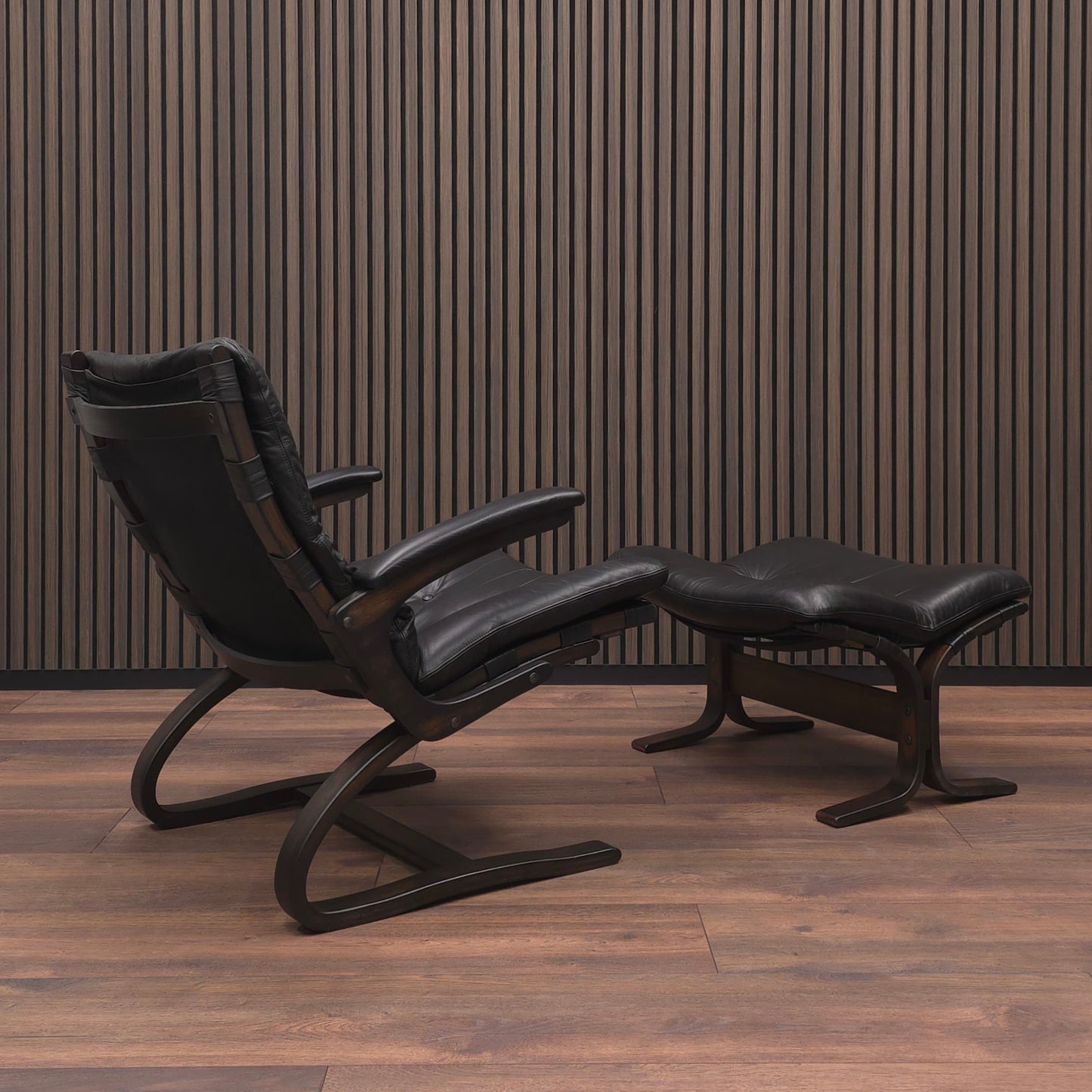 Rybo Rykken KENGU | Sessel & Hocker | 60er Palisander Vintage Leder Lounge Chair