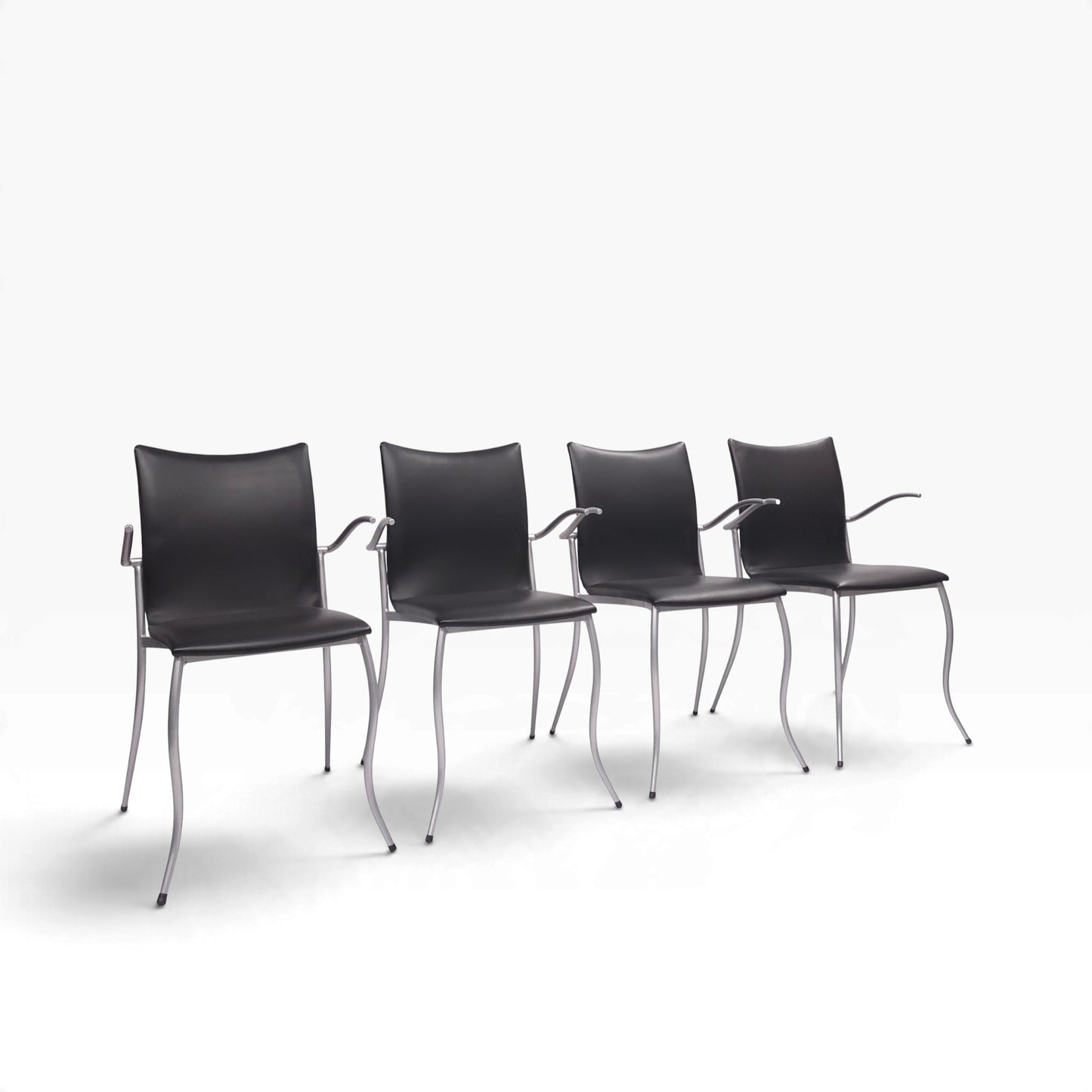KFF Tangent | 4er Set Stühle Leder Schwarz | Memphis Art Deco Stil Design Chair