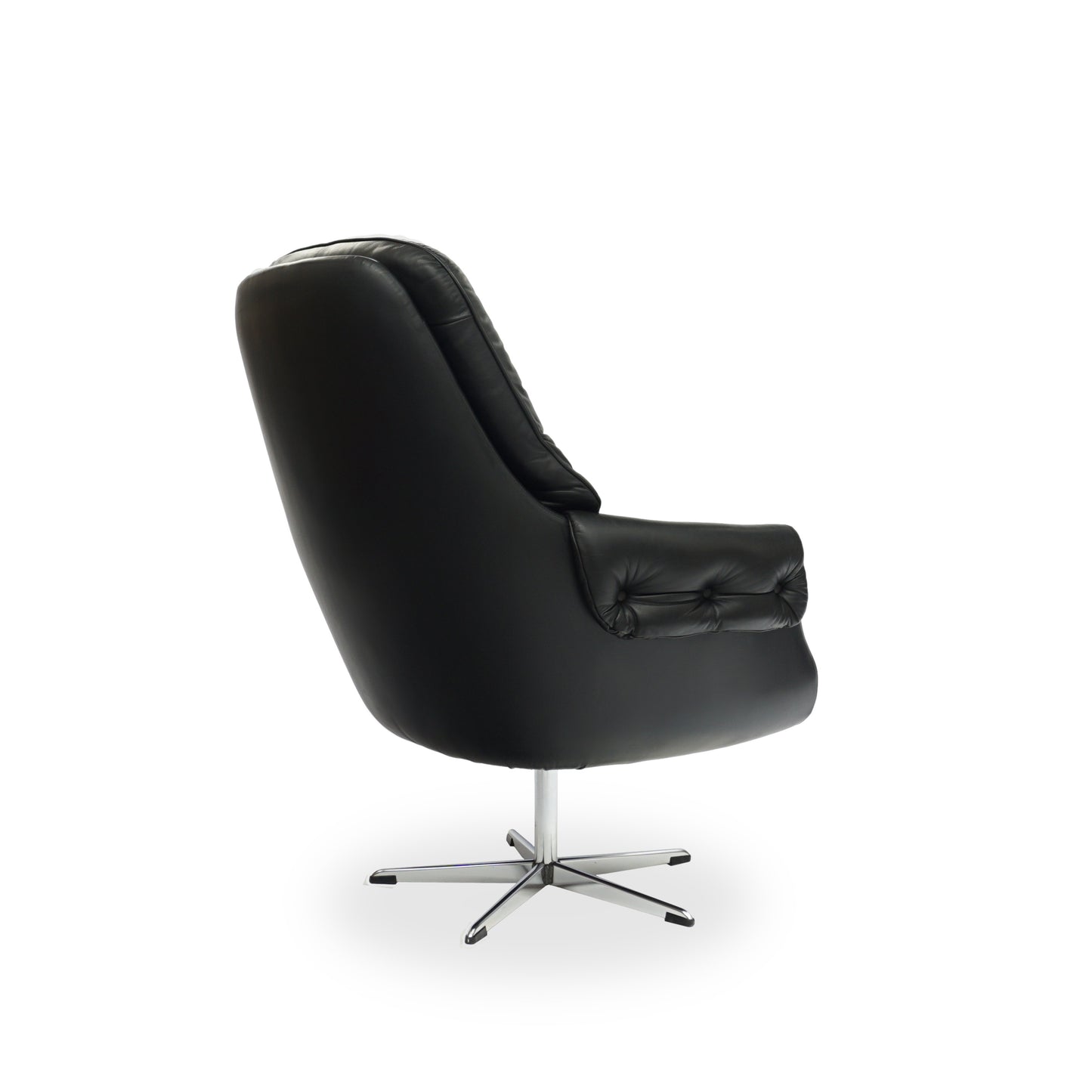 Lounge Chair 70er | Echtleder Relax Sessel Schwarz Mid Century Vintage Klassiker