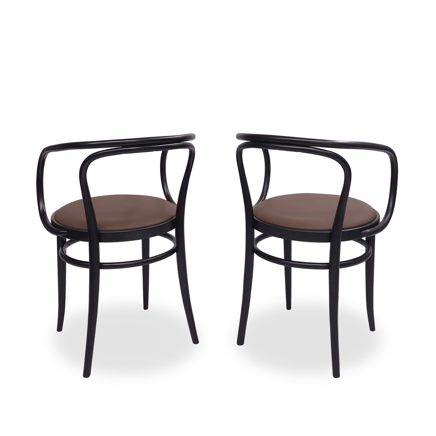 THONET 209 P | 2er Set | Leder Braun Bugholz Schwarz Designklassiker Stuhl Chair