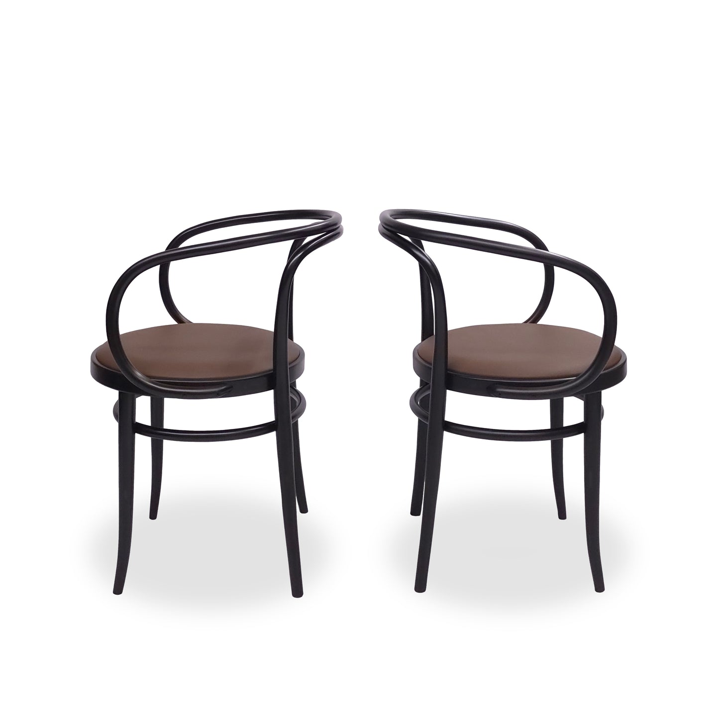 THONET 209 P | 2er Set | Leder Braun Bugholz Schwarz Designklassiker Stuhl Chair