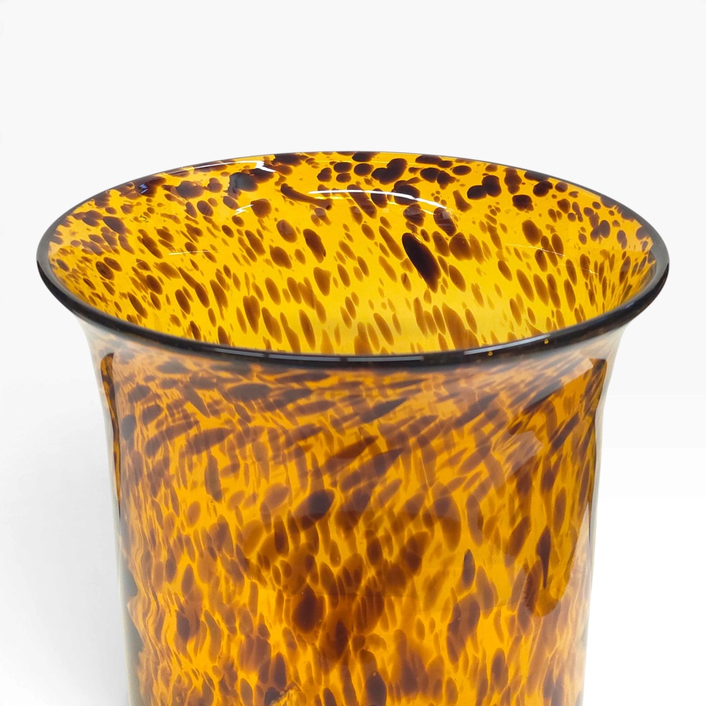Ital. Schildpatt Glasvase | 80er Vintage Mundgeblasen im Leoparden Art Deco Stil