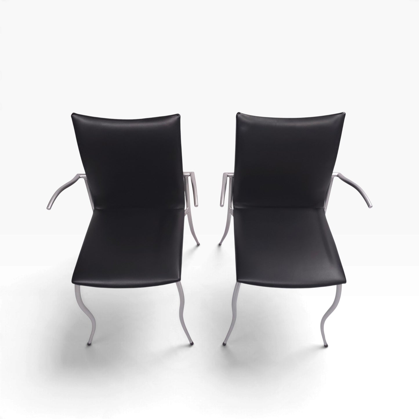 KFF Tangent | 4er Set Stühle Leder Schwarz | Memphis Art Deco Stil Design Chair