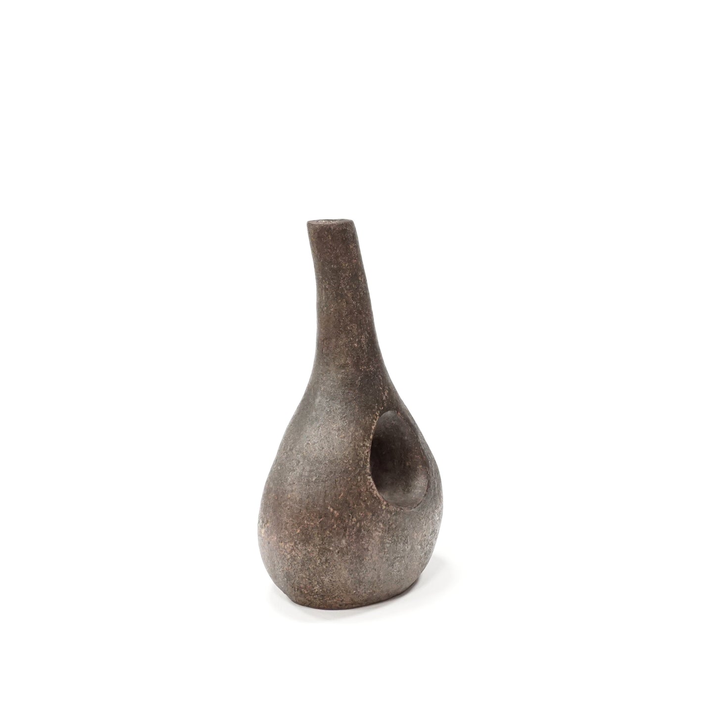 Keramik Vase 43 cm | 60er Vintage Brutalist Loch Fat Lava Schwarz | Mid Century