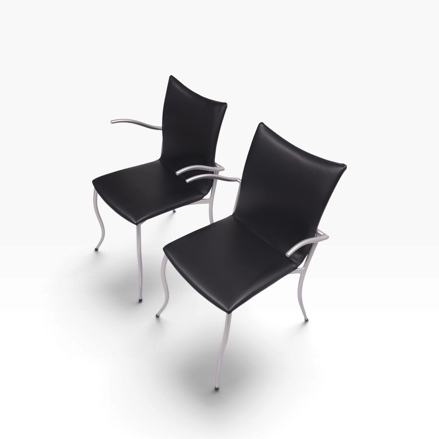 KFF Tangent | 4er Set Stühle Leder Schwarz | Memphis Art Deco Stil Design Chair