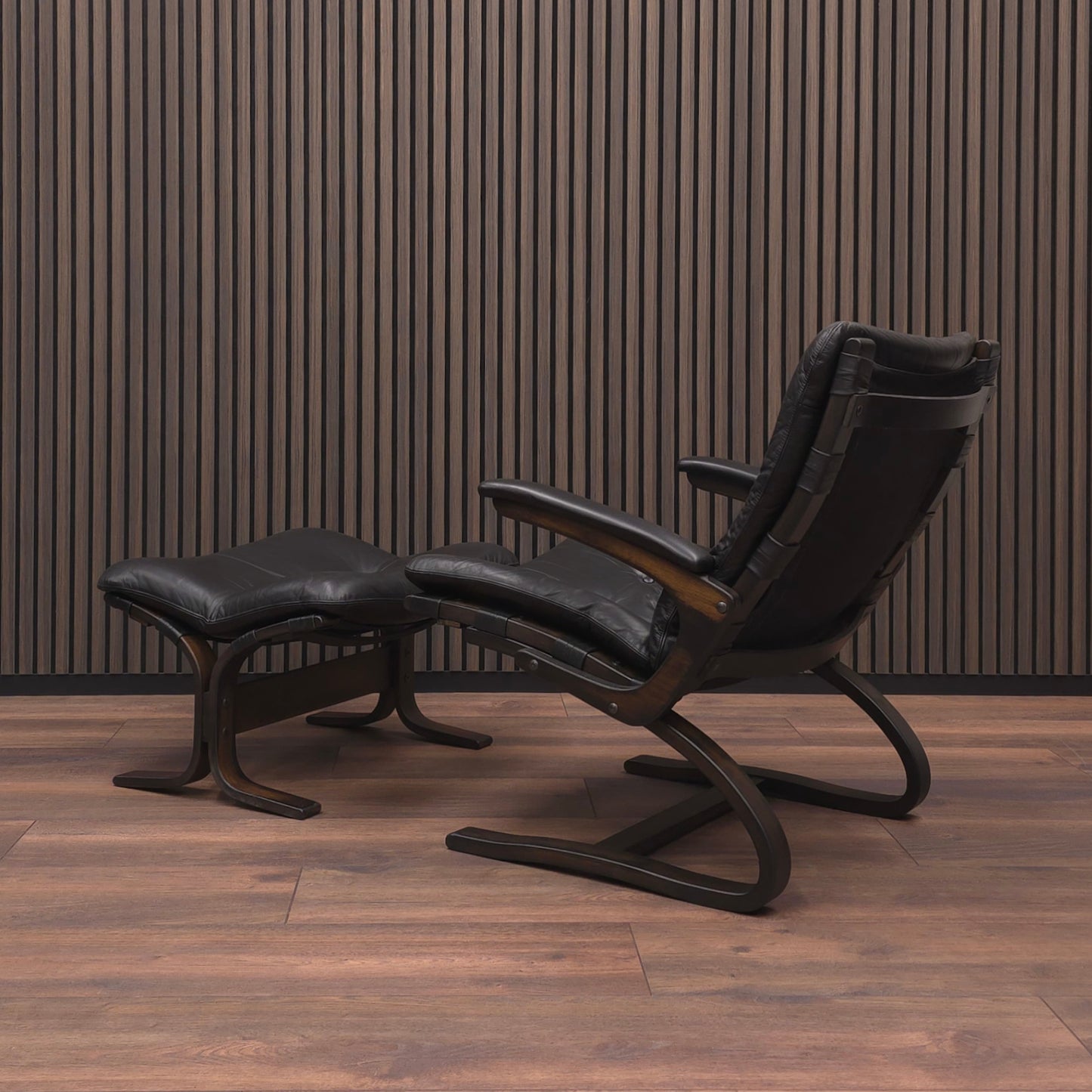 Rybo Rykken KENGU | Sessel & Hocker | 60er Palisander Vintage Leder Lounge Chair