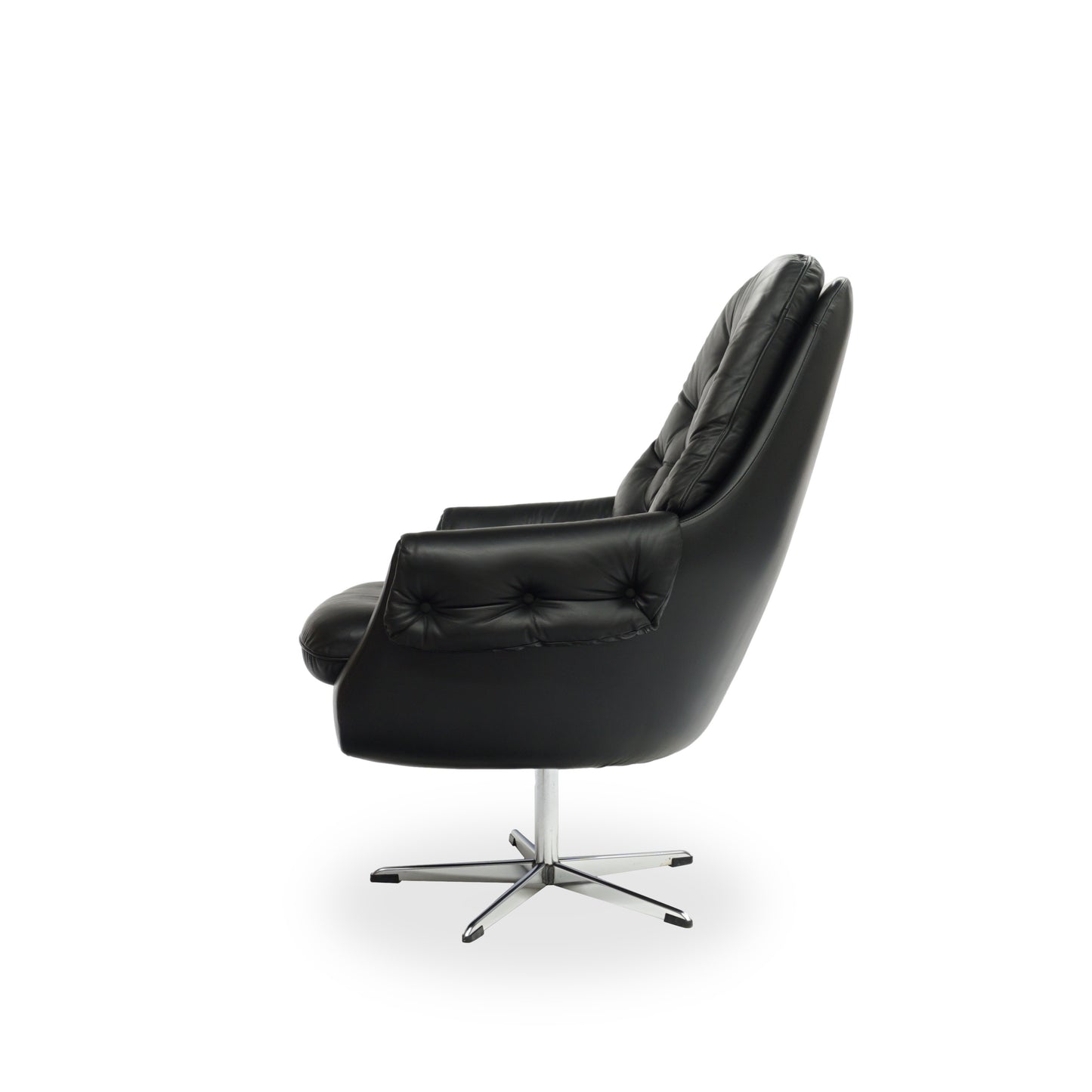 Lounge Chair 70er | Echtleder Relax Sessel Schwarz Mid Century Vintage Klassiker