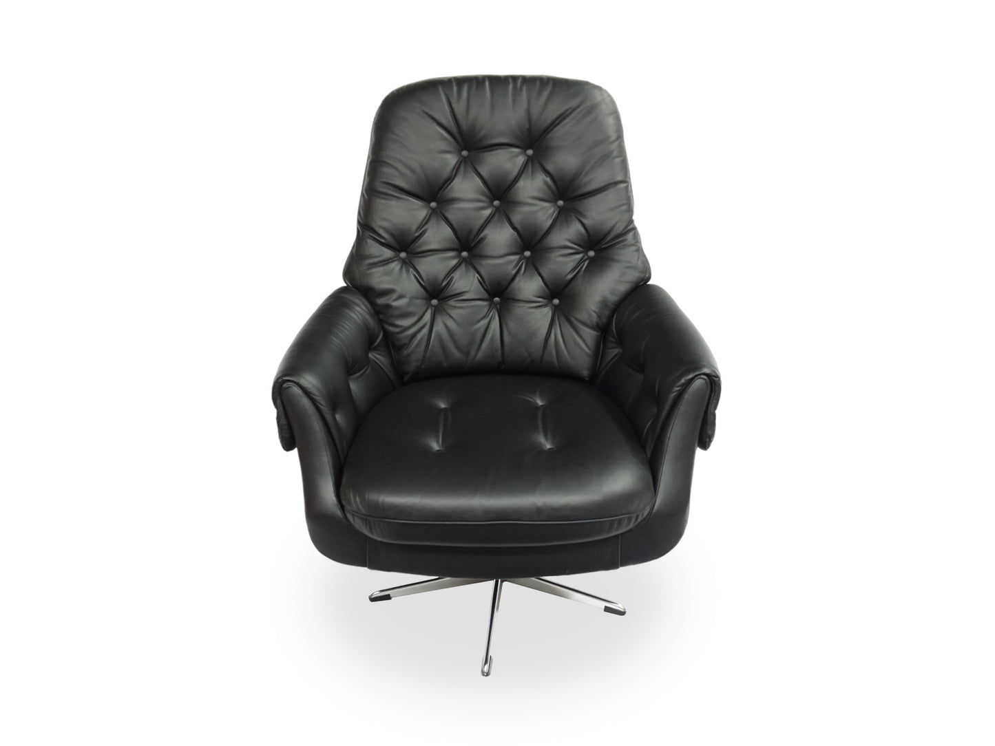 Lounge Chair 70er | Echtleder Relax Sessel Schwarz Mid Century Vintage Klassiker