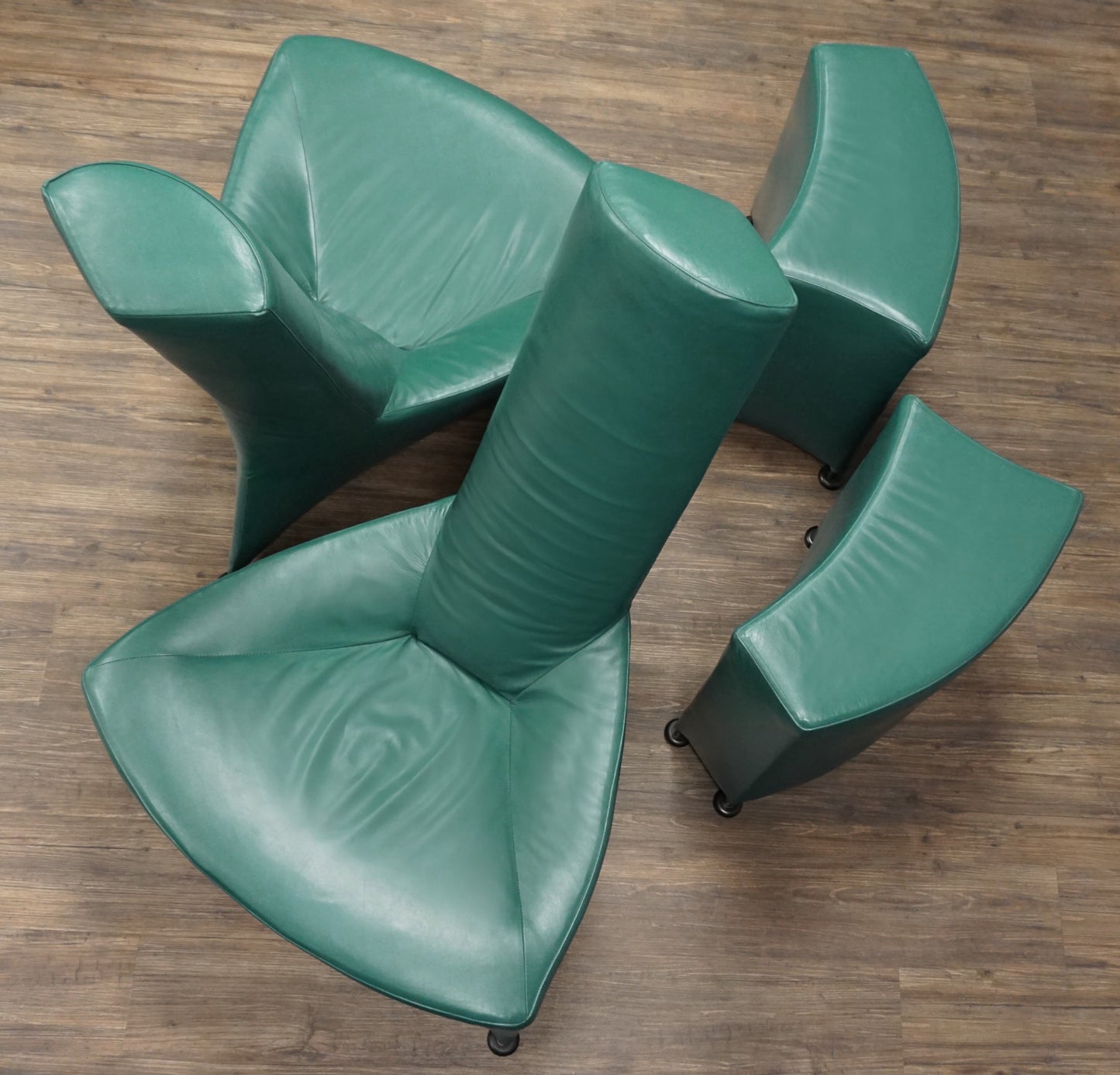 PRO SEDA | 2 Sessel & 2 Anstellelemente Leder Grün | Memphis Pop Art Deco Chair