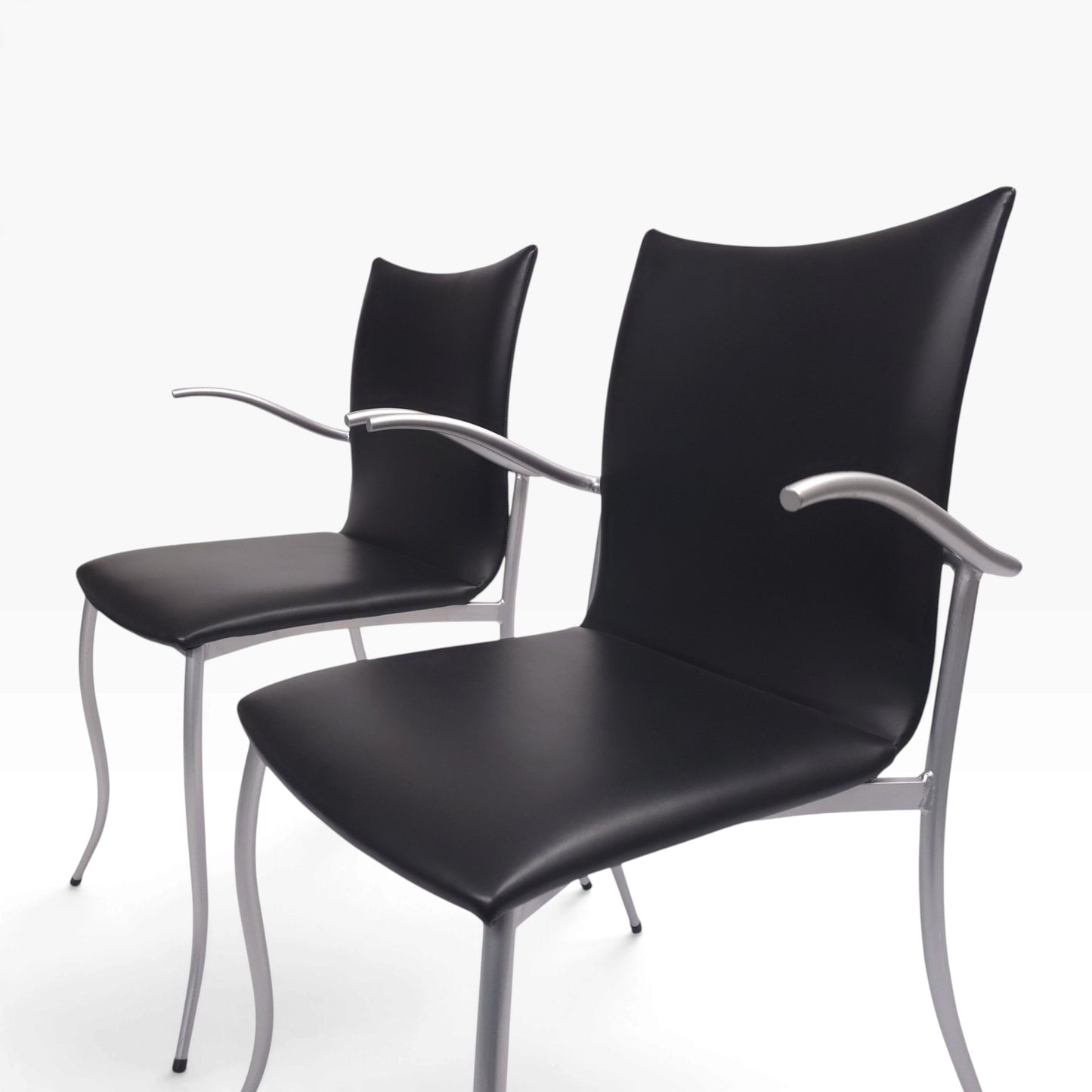 KFF Tangent | 4er Set Stühle Leder Schwarz | Memphis Art Deco Stil Design Chair