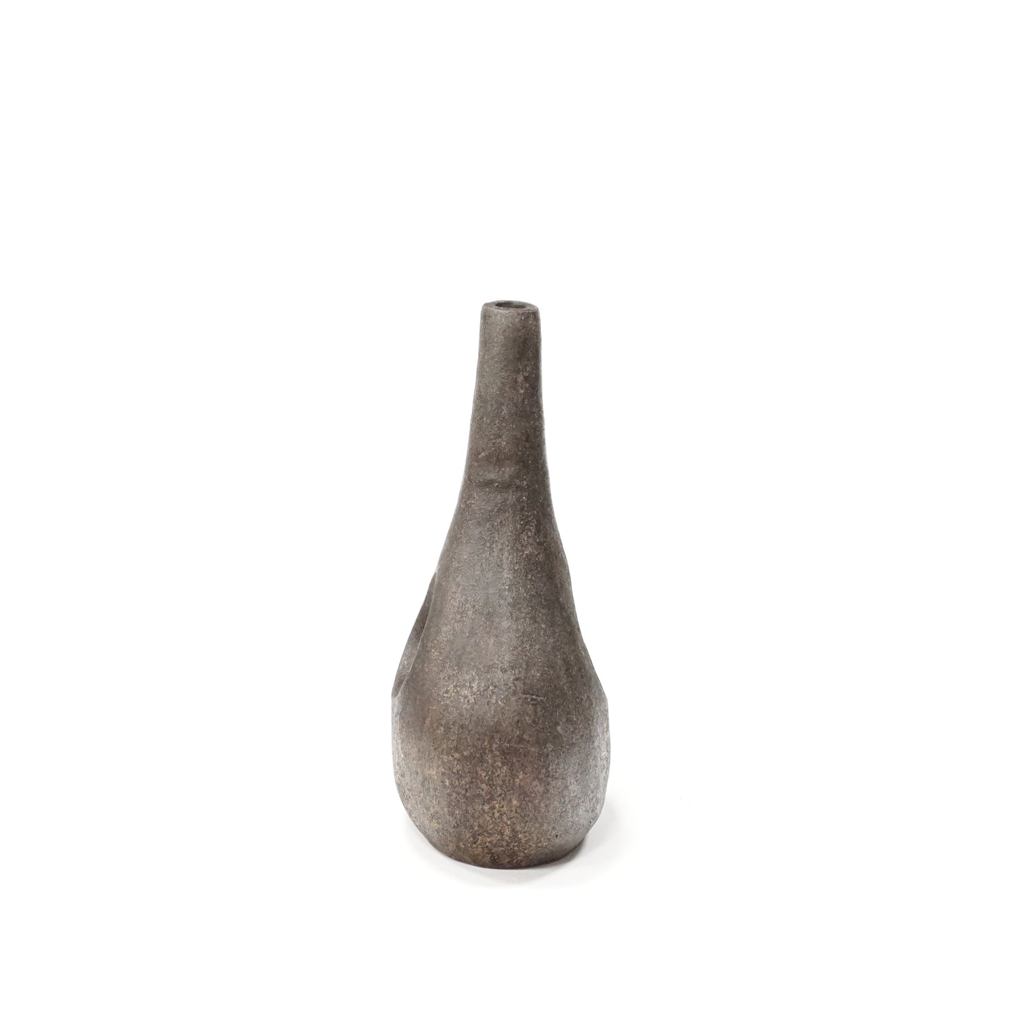Keramik Vase 43 cm | 60er Vintage Brutalist Loch Fat Lava Schwarz | Mid Century