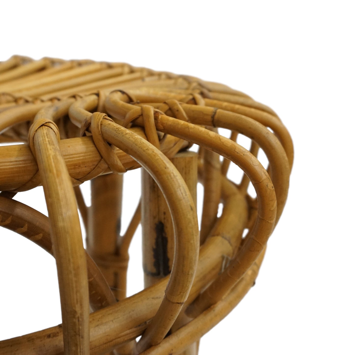 Mid Century 50er Bambus Hocker | Vintage Coffee Table Beistelltisch Basket Chair